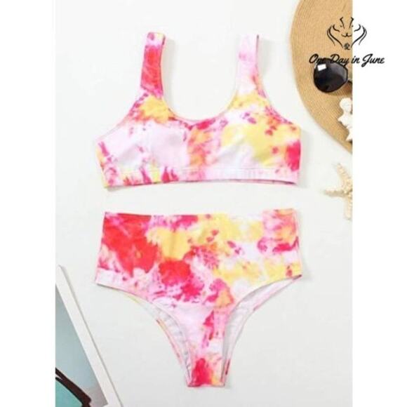 Adisputent High Waist Tie Dye Bikini Swimsuit Size L - Picture 1 of 4